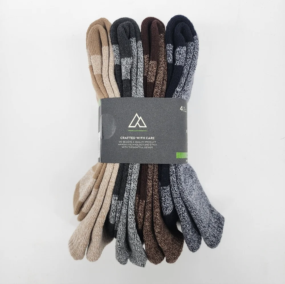Alpine Design Performance Hiking Socks 4 Pair Mens New Blue Brown Gray
